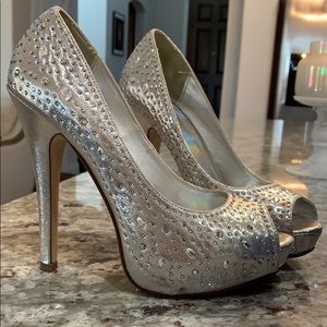 Silver rhinestone studded Heels